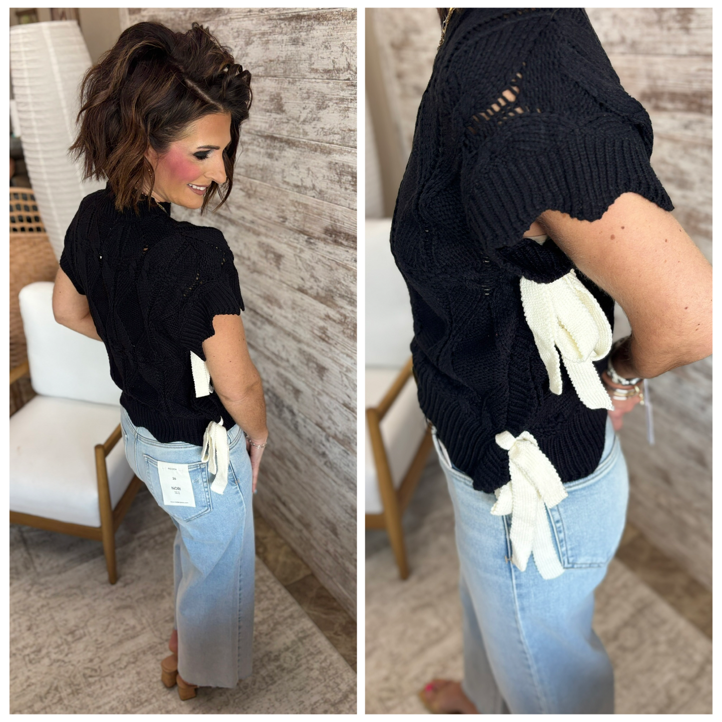 Black Sweater Tank with Tie Detail