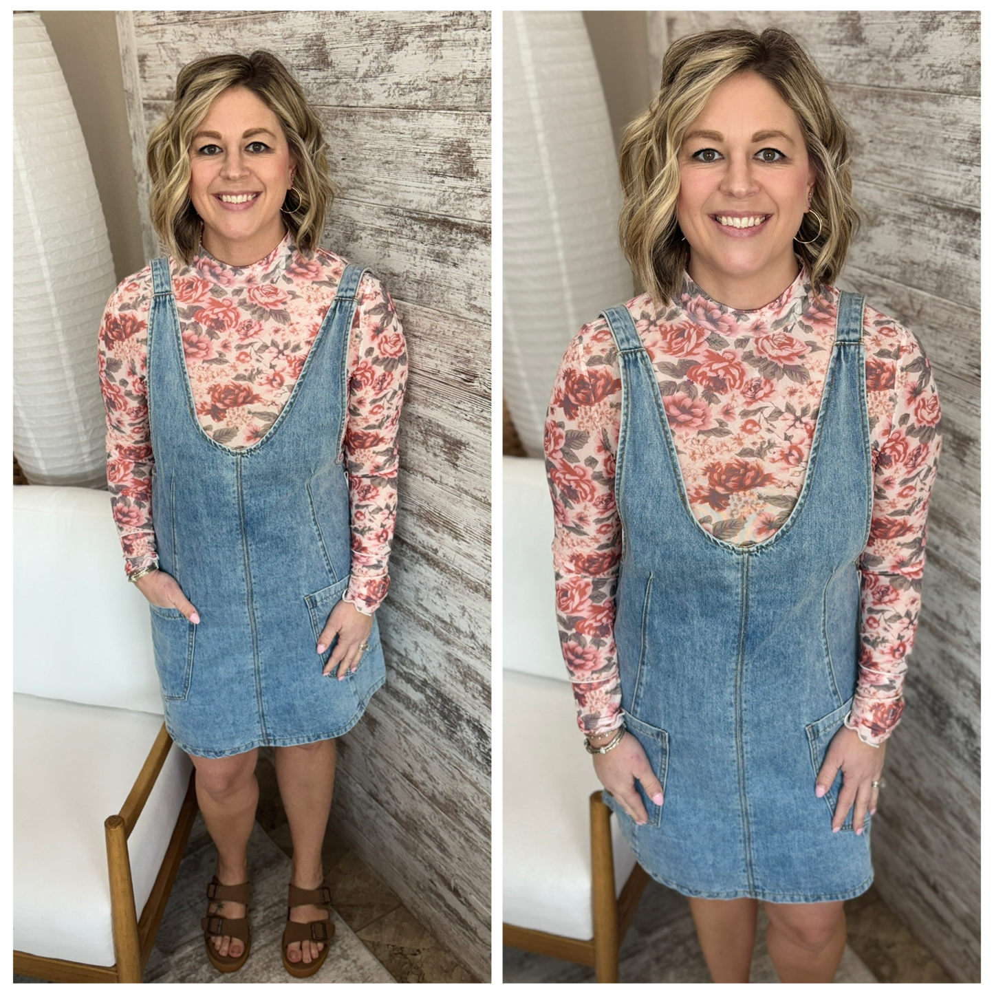Cream/Pink Floral Mesh Top