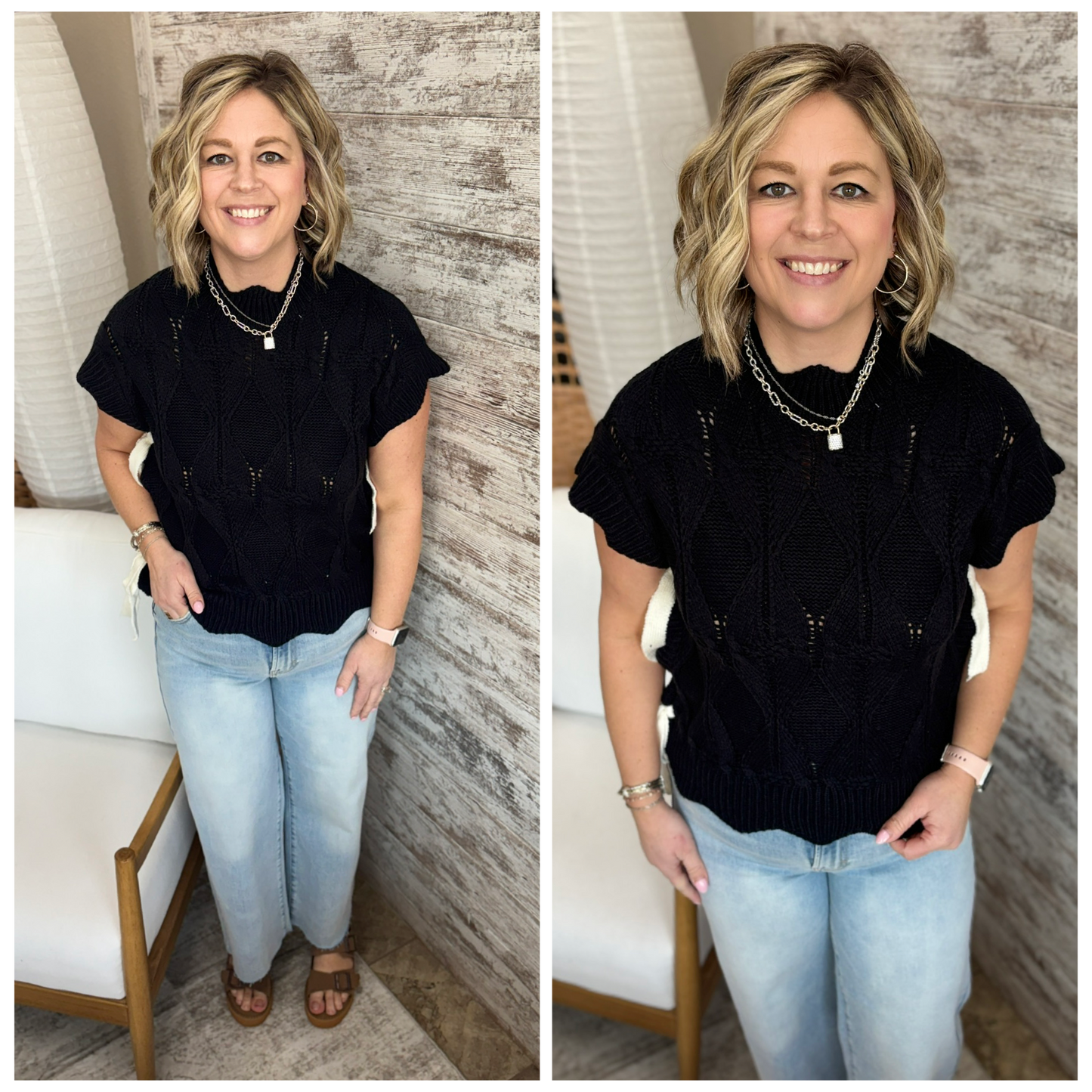 Black Sweater Tank with Tie Detail