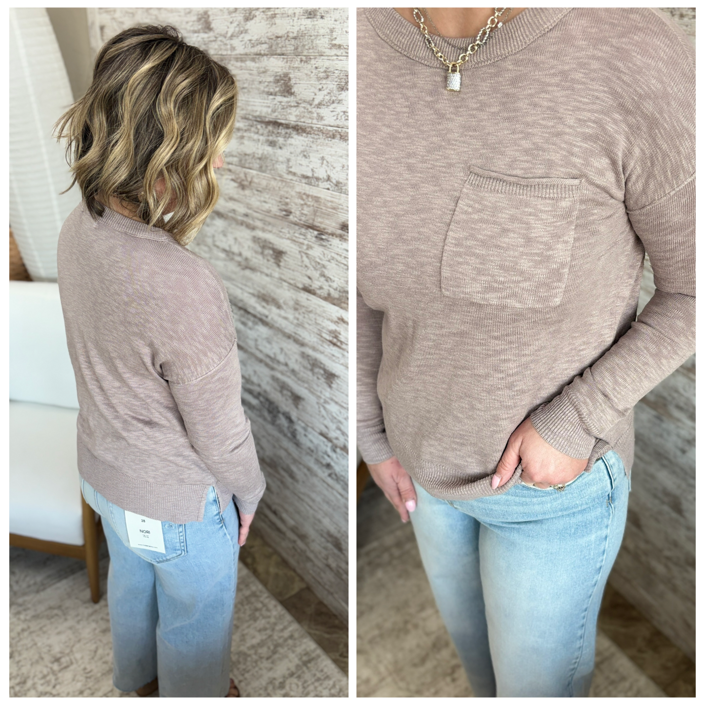 Greige Round Neck Light Sweater