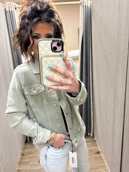 Sage Soft Washed Button Up Jacket