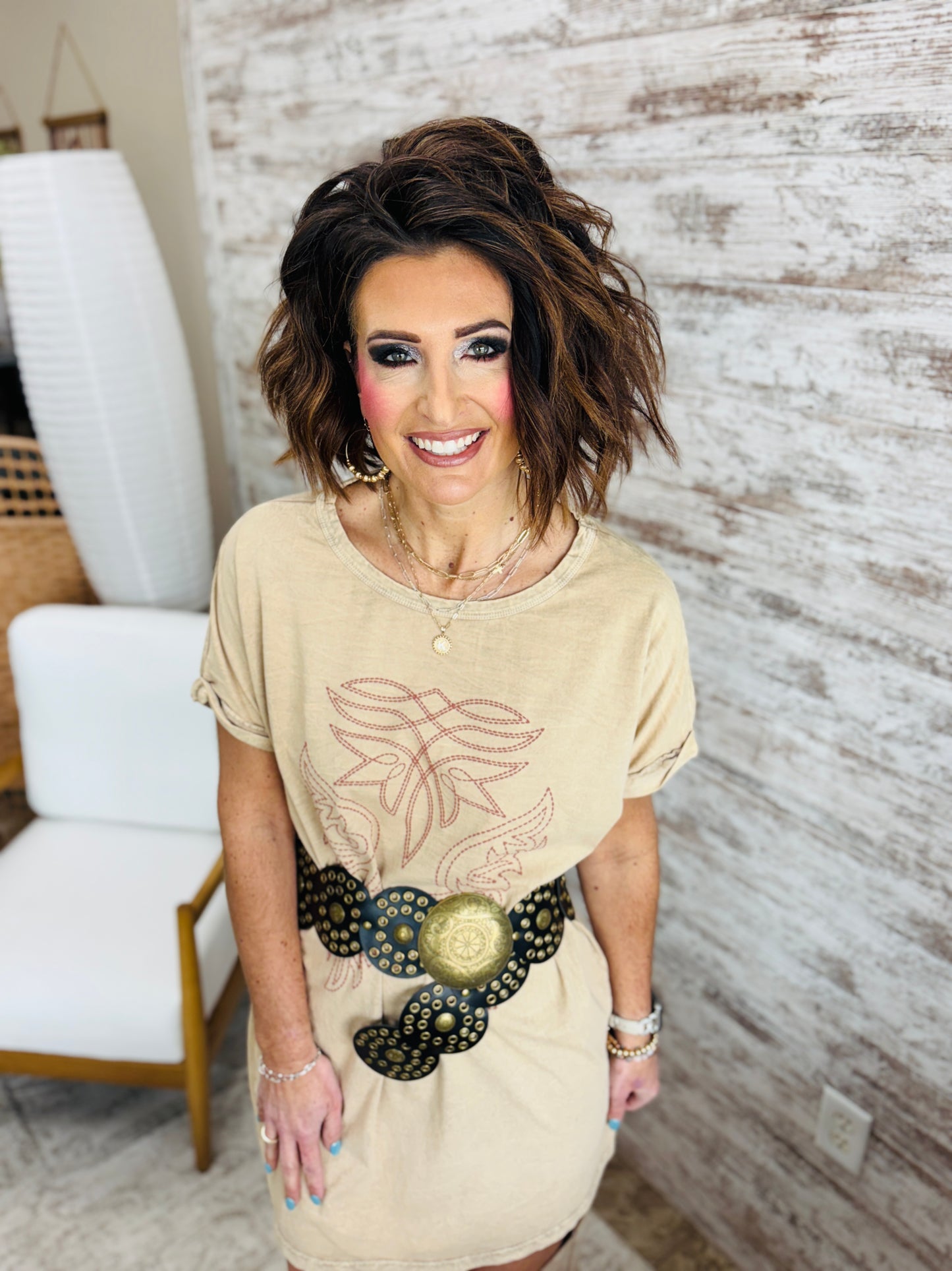 Black Studded Snap On Western Belt