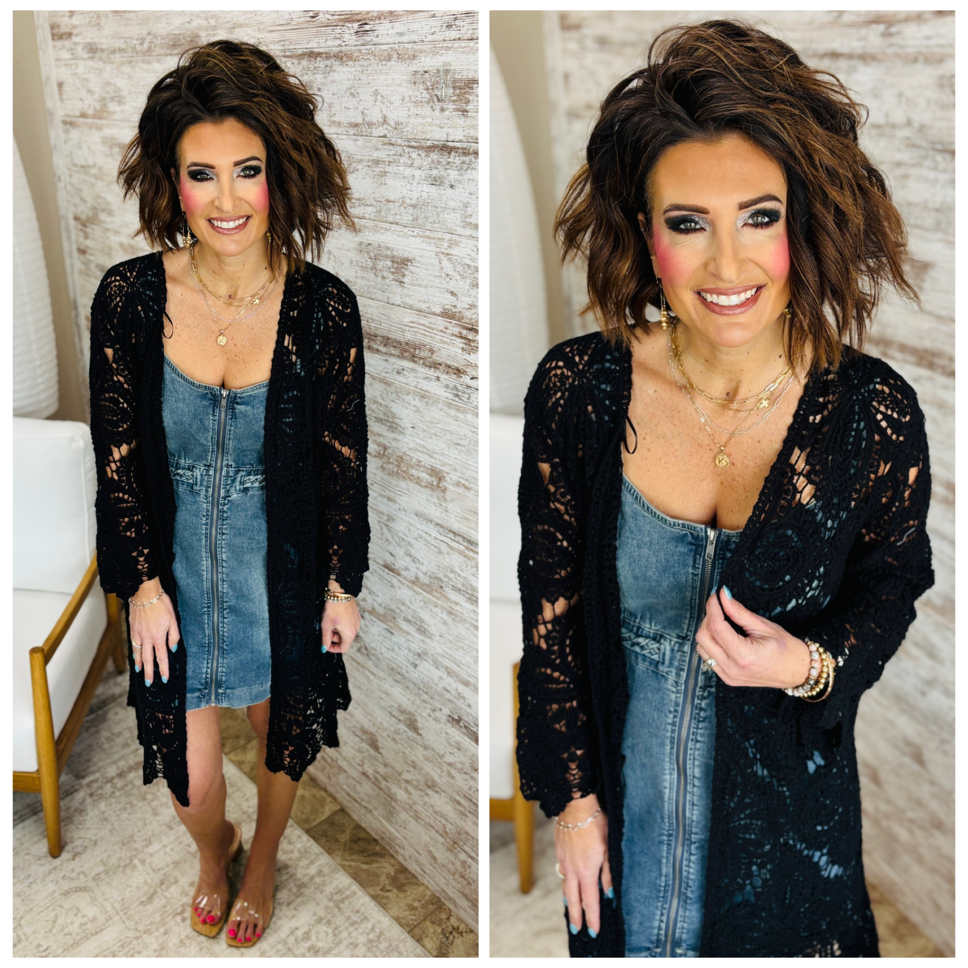 Black Crochet Bell Sleeved Cardigan – Kenny Rose Boutique