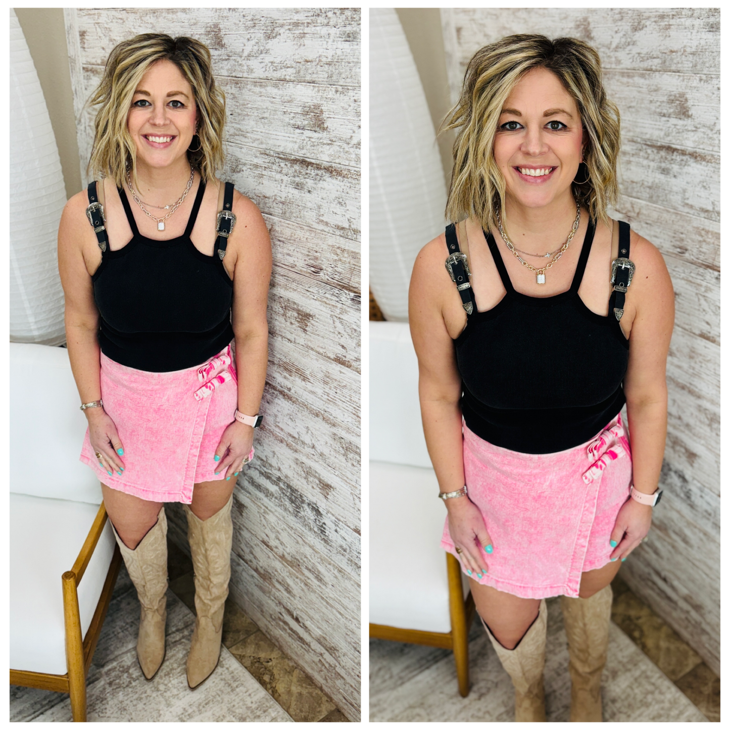 Washed Black Buckle Strap Tank