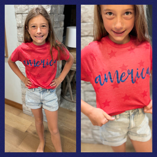 Youth Red America Star Tee