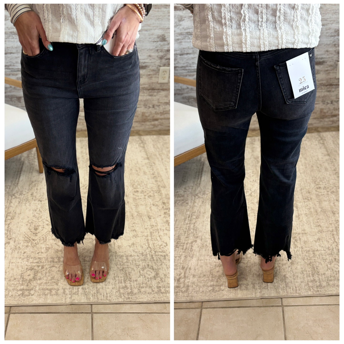 Mica Black Distressed Jean MDP-W3522BK