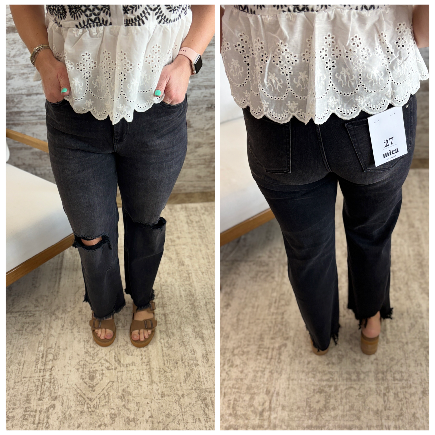 Mica Black Distressed Jean MDP-W3522BK