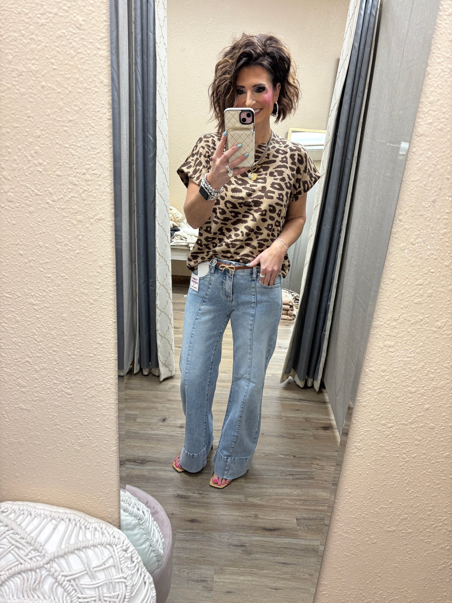 Risen Mid Rise Light Ankle Wide Flare Jeans~PW21090