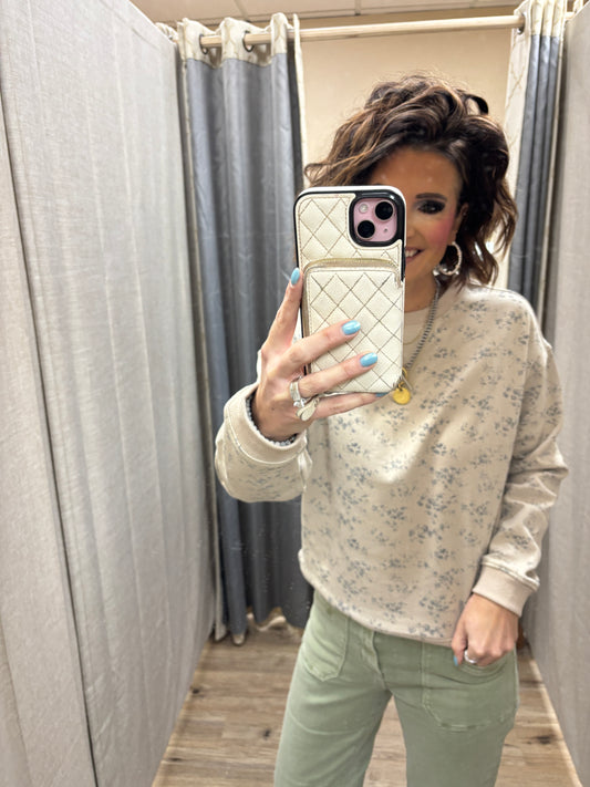 Oatmeal Ditsy Floral Crew Neck