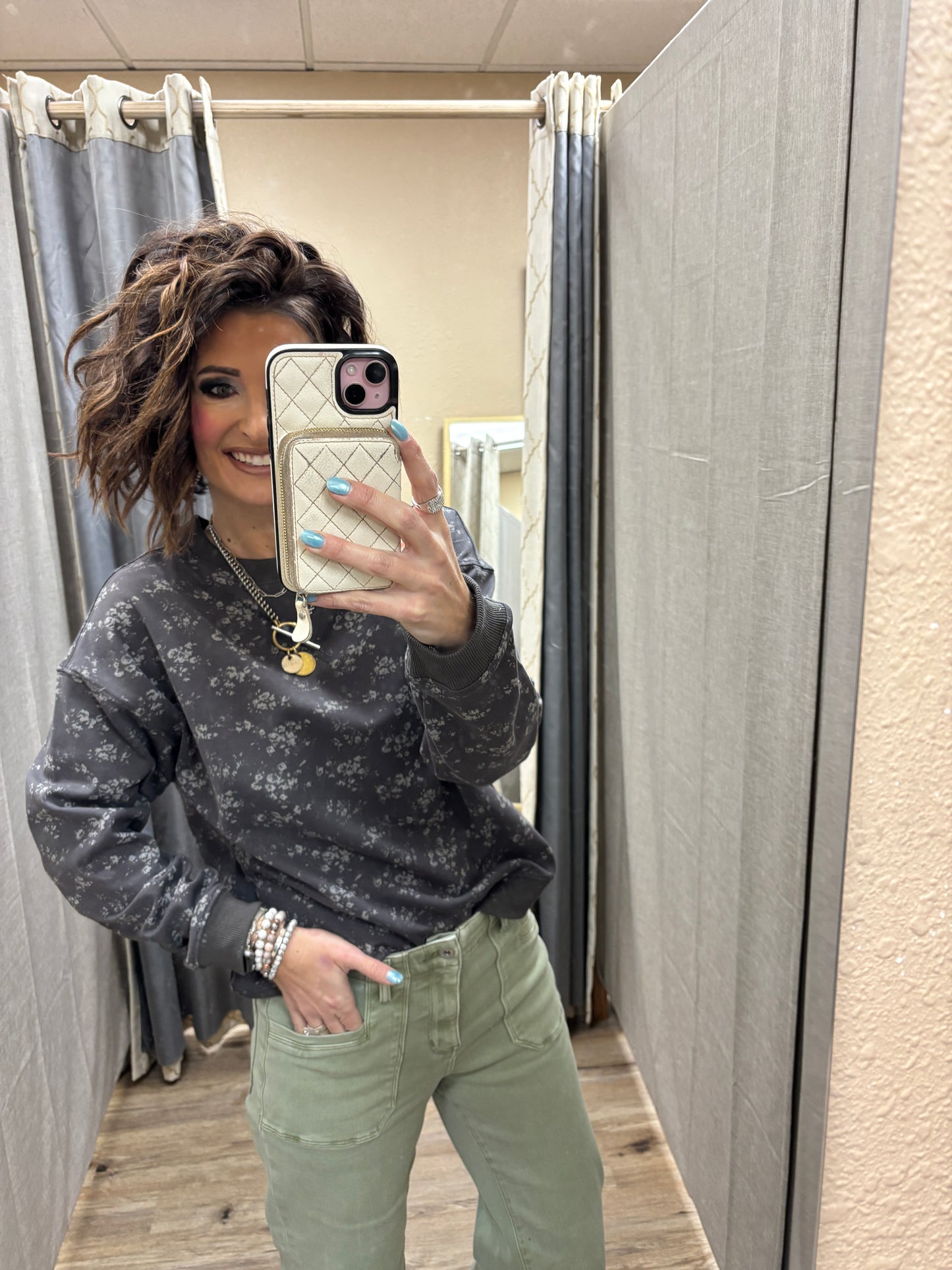 Ash Black Ditsy Floral Crew Neck