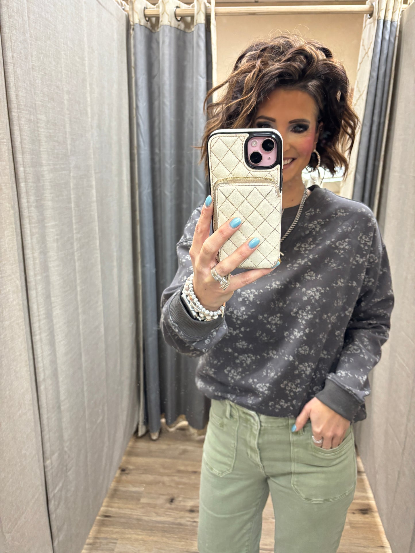 Ash Black Ditsy Floral Crew Neck