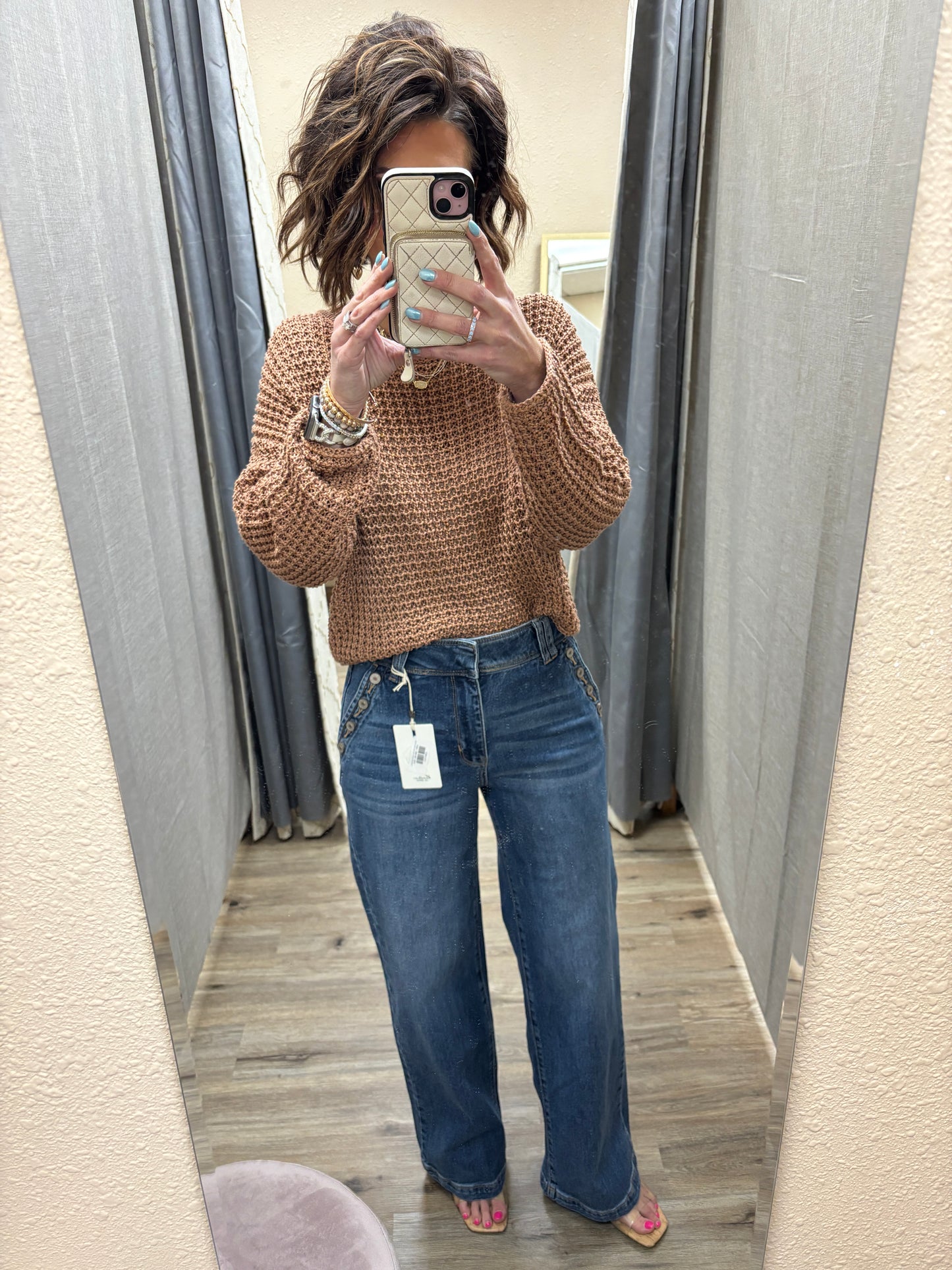 Kancan High Rise Wide Leg Pant with Buttons KC2163D