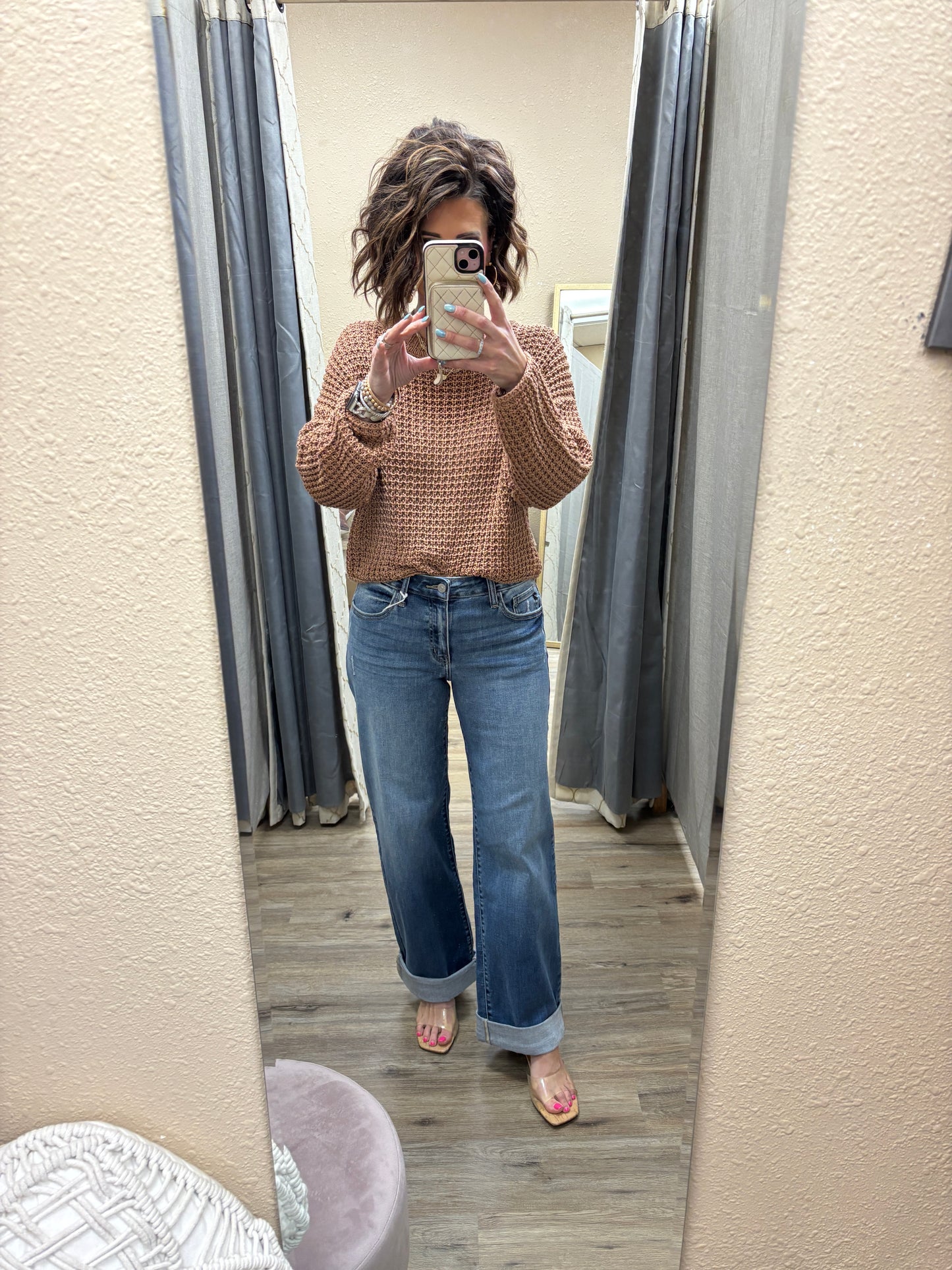 Kancan High Rise Wide Leg Cuffen Jean KC20083M