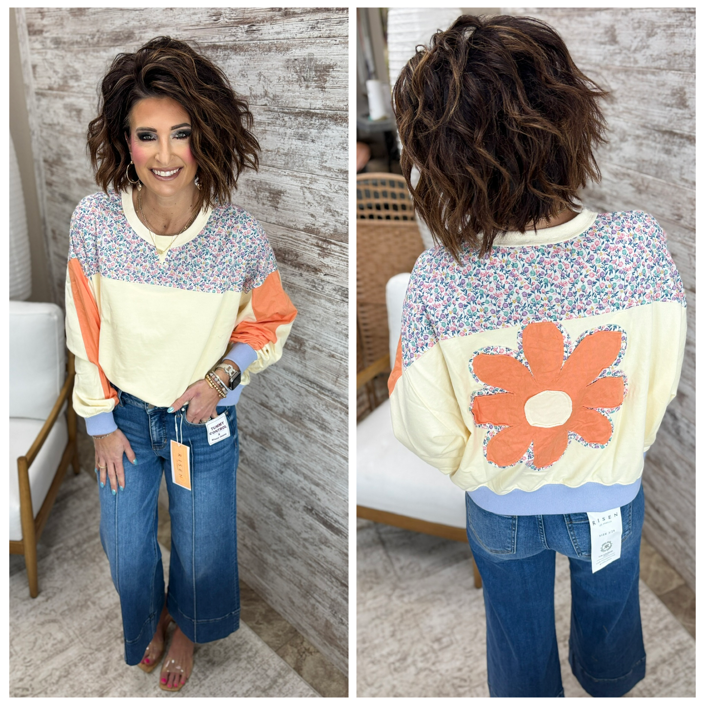 Cream Ditsy Flower Patch Crew Neck