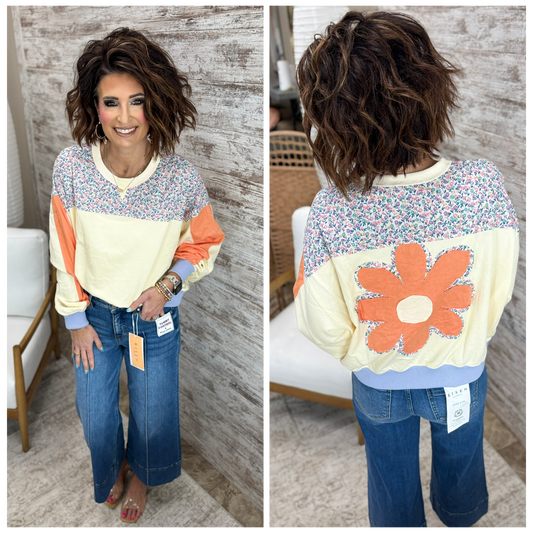 Cream Ditsy Flower Patch Crew Neck
