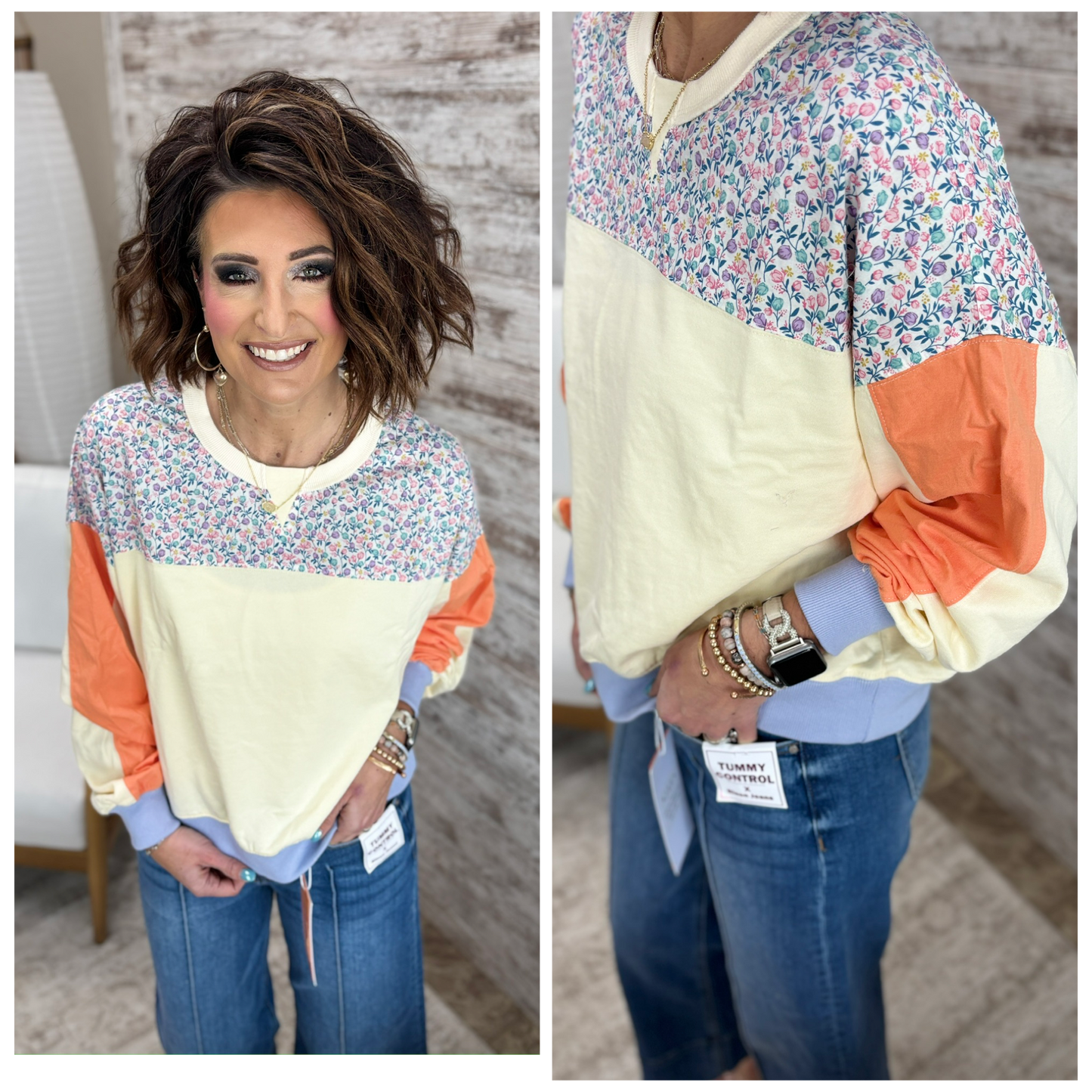 Cream Ditsy Flower Patch Crew Neck