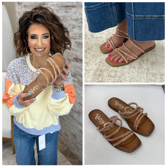 Very G Elandra Rose Gold Rhinestone Sandal