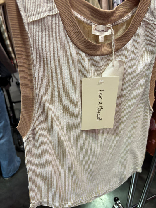 Textured Color Block Tank-2 Colors