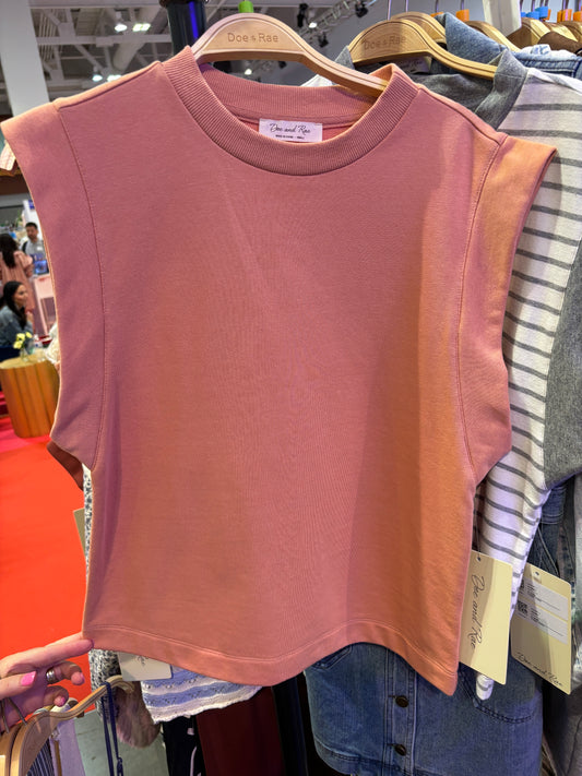 Papaya French Terry Crew Tank