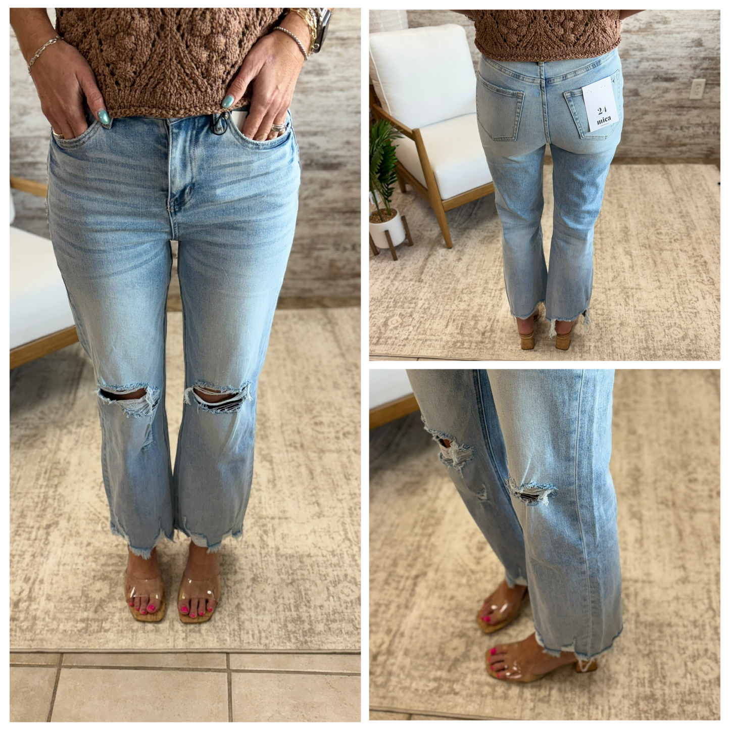Mica Icy Blue Super High Rise Distressed Denim MDP-W3522M