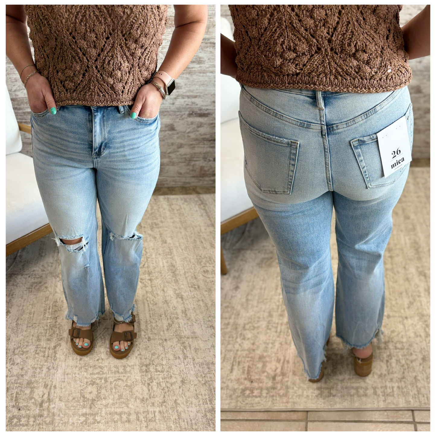 Mica Icy Blue Super High Rise Distressed Denim MDP-W3522M