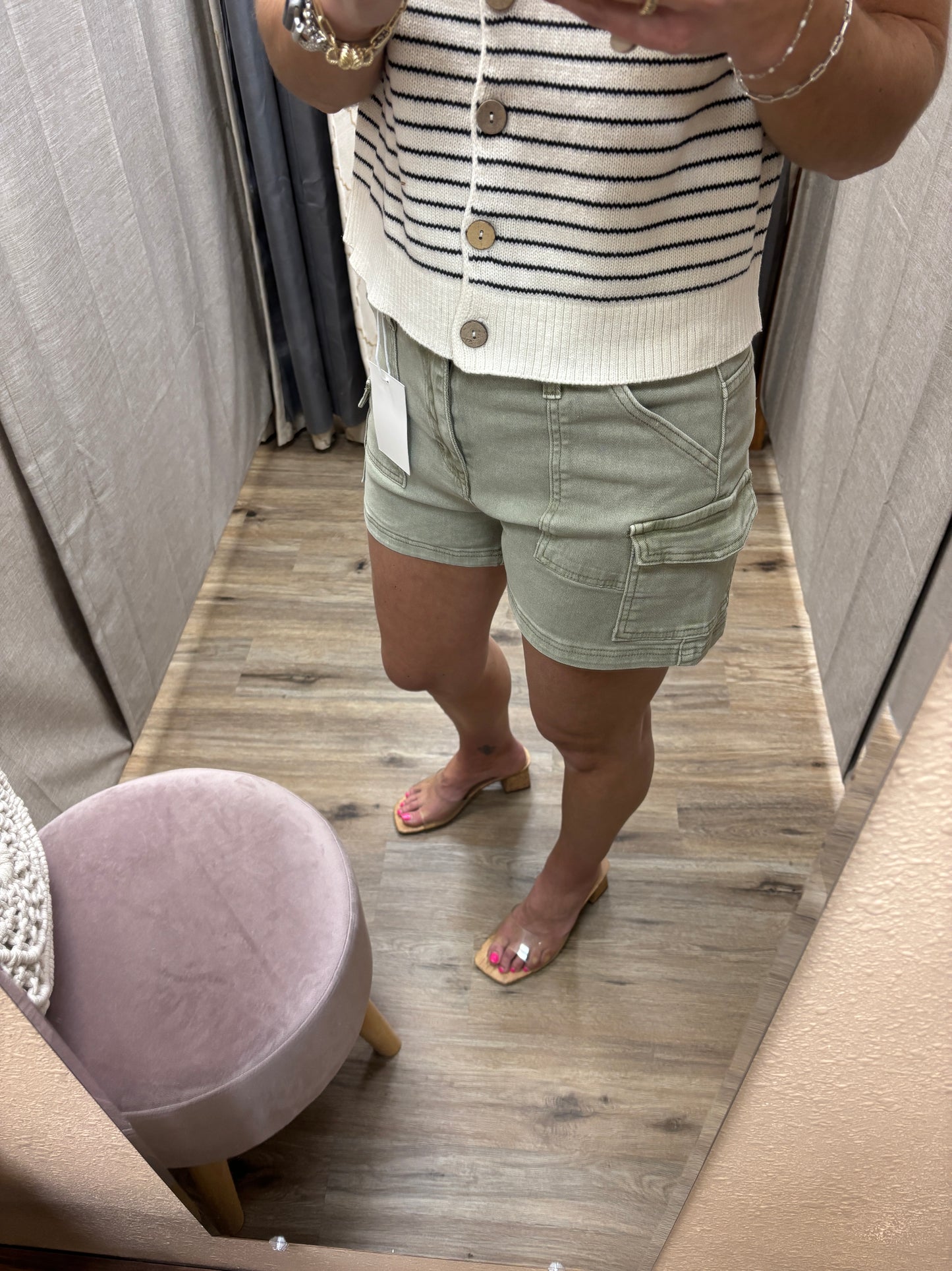 Zenana Light Olive Utility Pocket Shorts DMP-1736Y