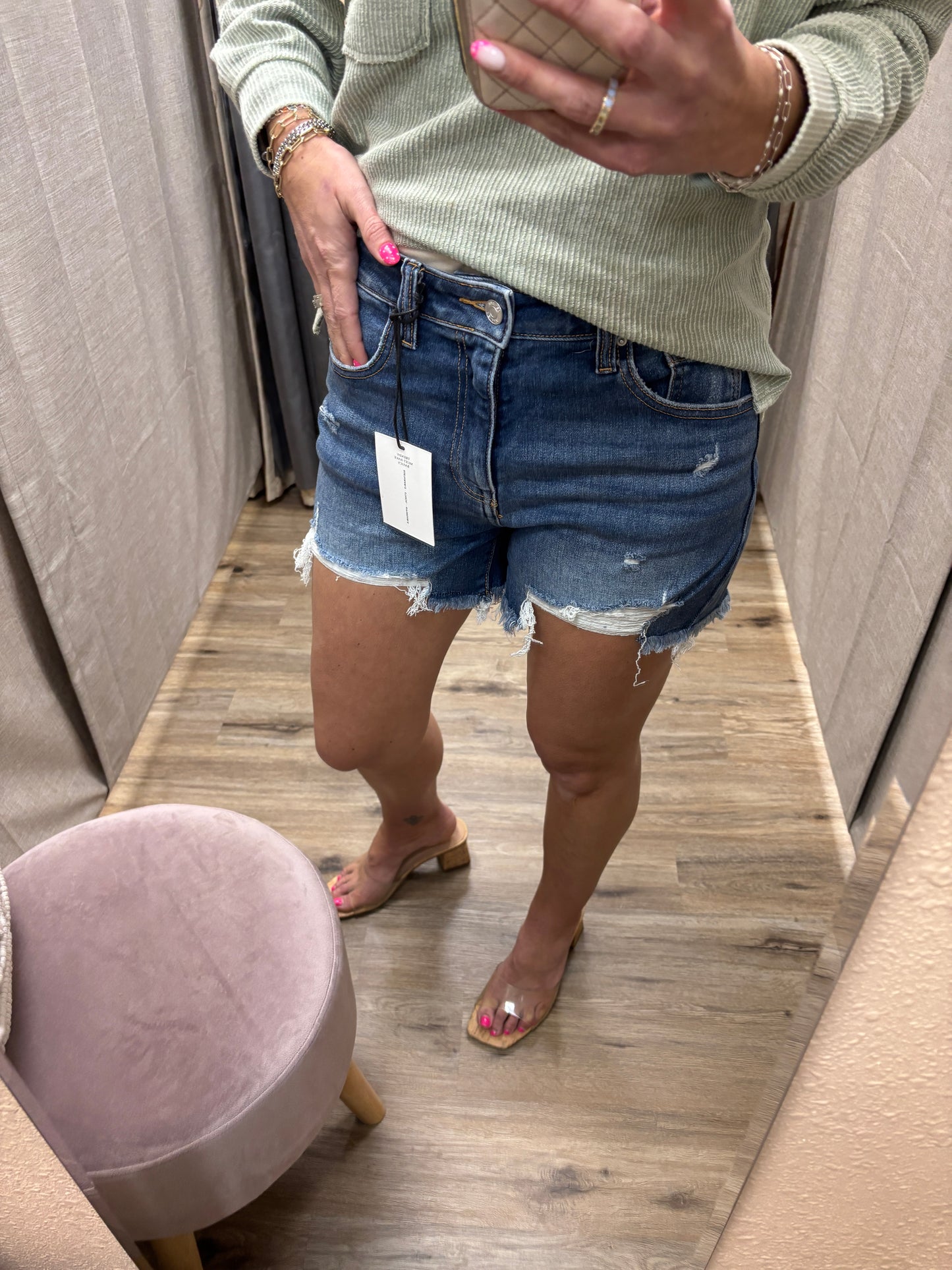 Zenana Dark Wash Distressed Shorts DTP-1999Y