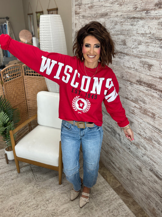 Wisconsin Vintage Wingspan Red Port & Company Crew ~