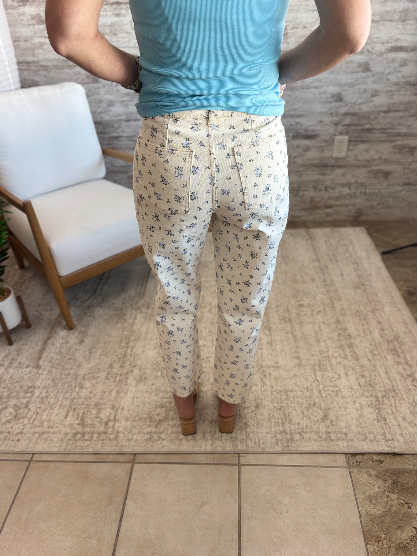 Ecru/Blue Multi Floral Denim