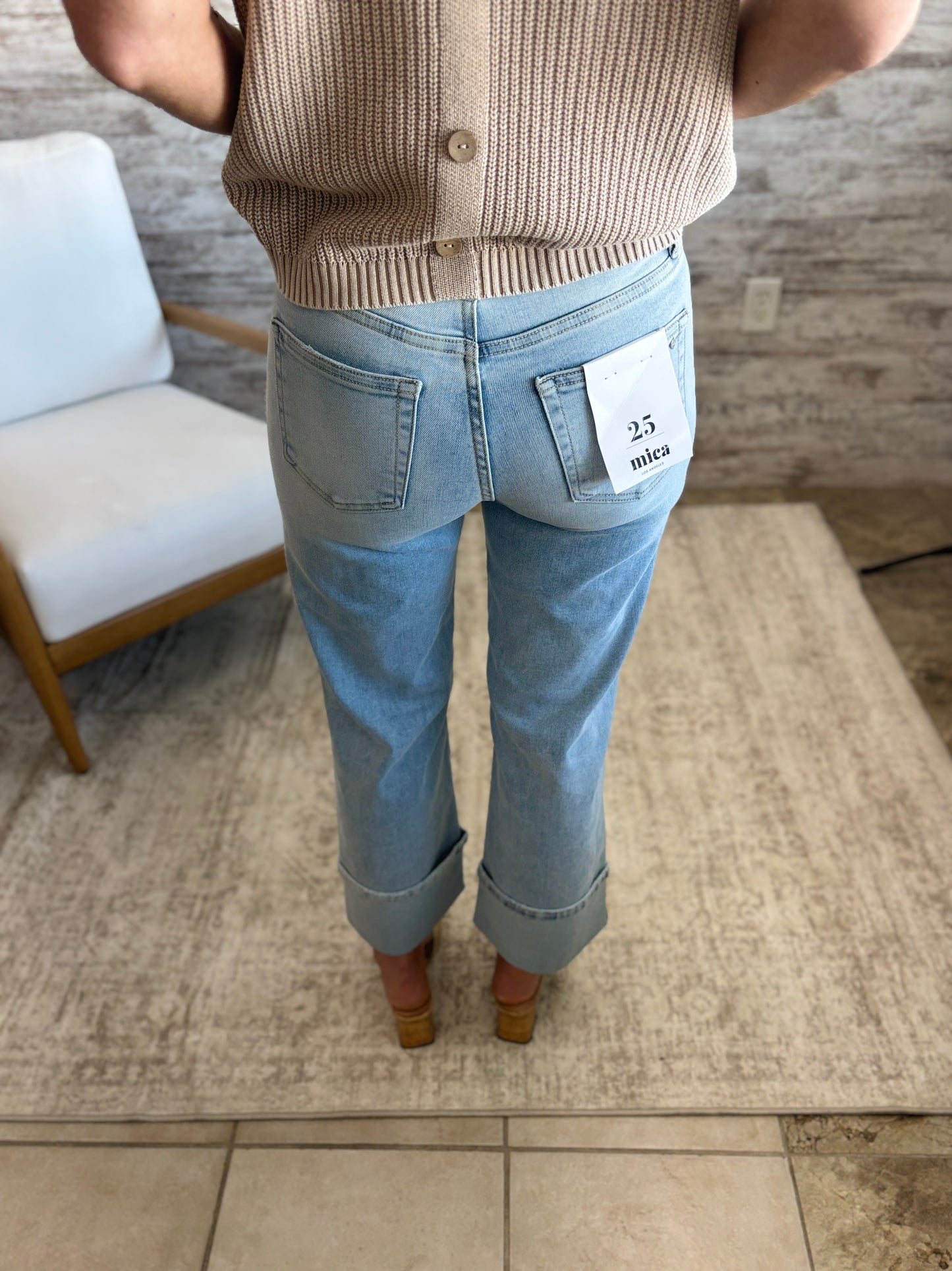 Mica Wide Leg Embroidered Tummy Tuck Jeans MTT-W3650