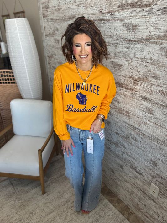 Milwaukee Baseball Port & Company Vintage Gold Crew