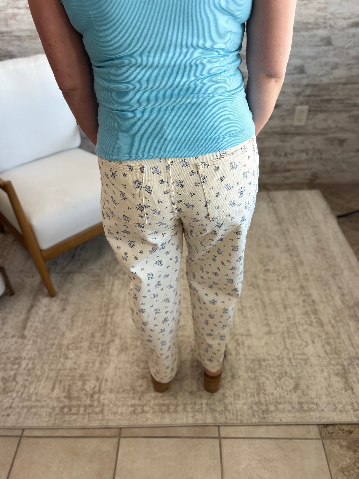 Ecru/Blue Multi Floral Denim