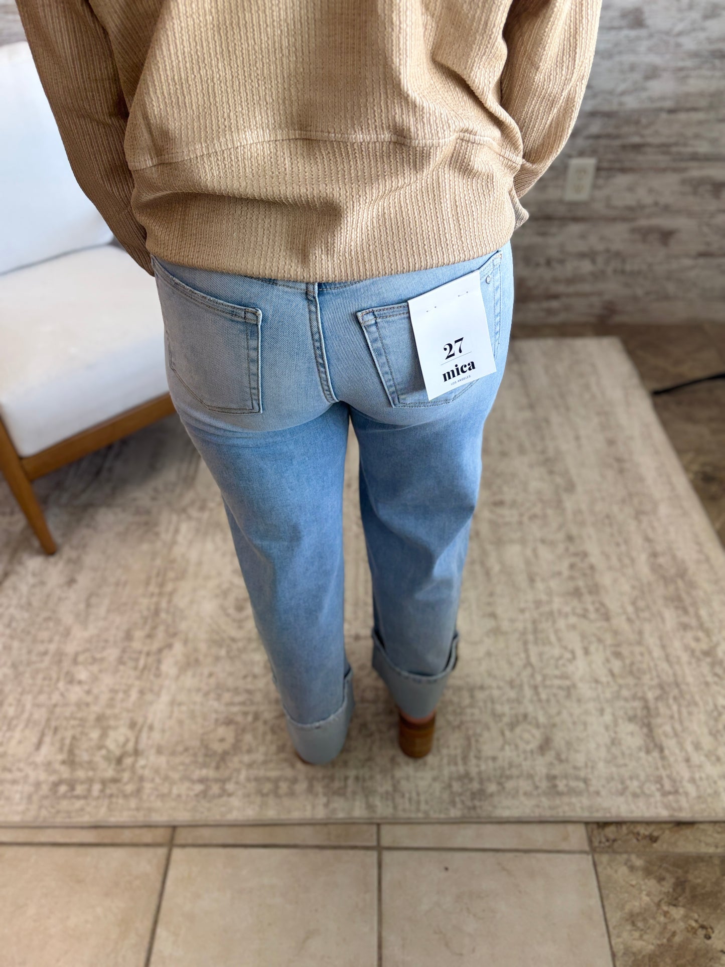 Mica Wide Leg Embroidered Tummy Tuck Jeans MTT-W3650