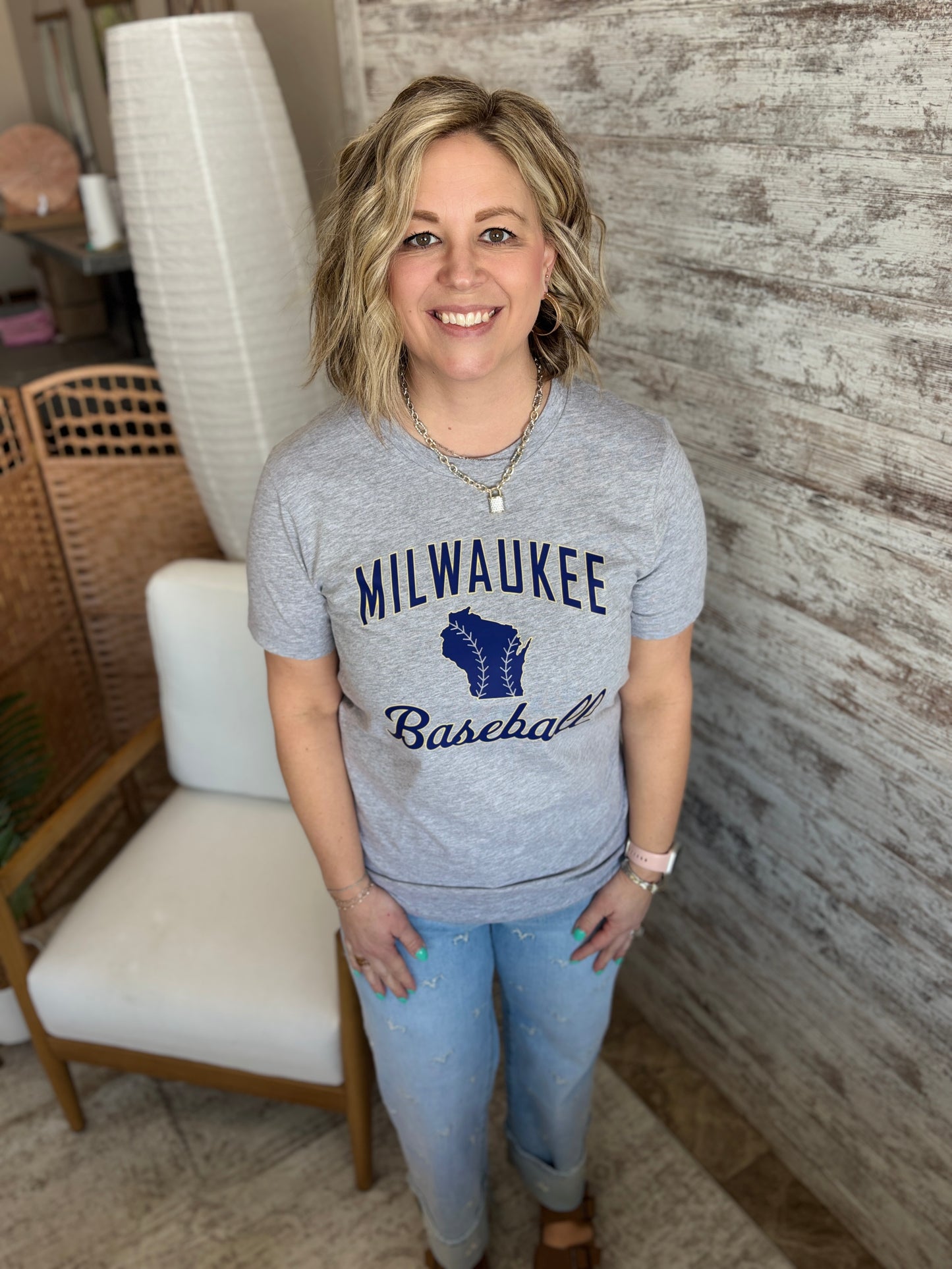 Milwaukee Baseball Bella Canvas Athletic Grey Tee