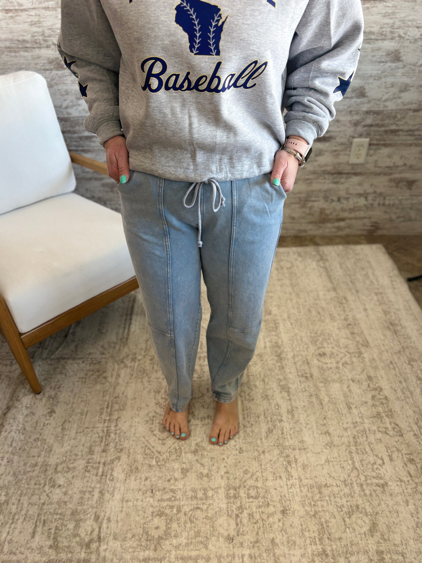 Acid Blue Knit Joggers