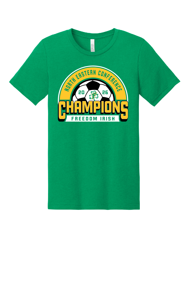 Freedom Irish Boys Soccer Conference Champs Kelly Green Bella Canvas Tee~ Unisex and Youth