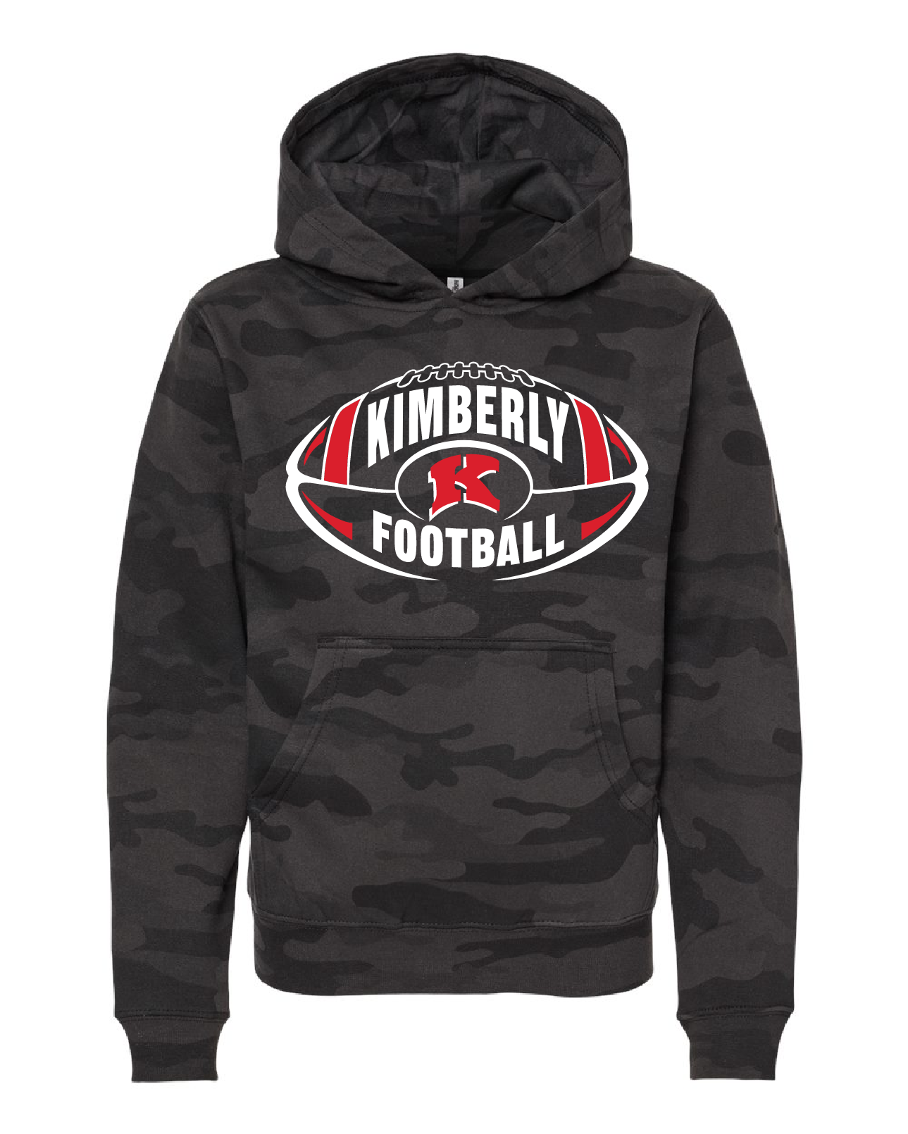 Kimberly Football Black Camo Independent Trading Hoodie ~ Youth and Unisex ~