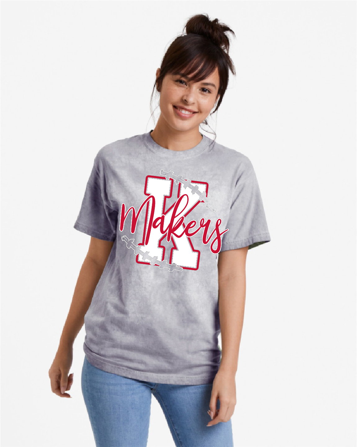 Kimberly Makers Football Grey Colorblast Tee~ Adult and Youth