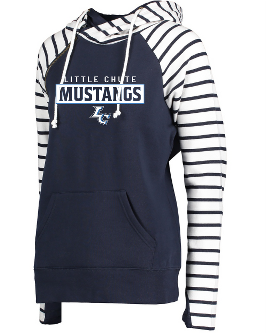 Little Chute Navy Enza Double Zipper Hoodie~ Ladies