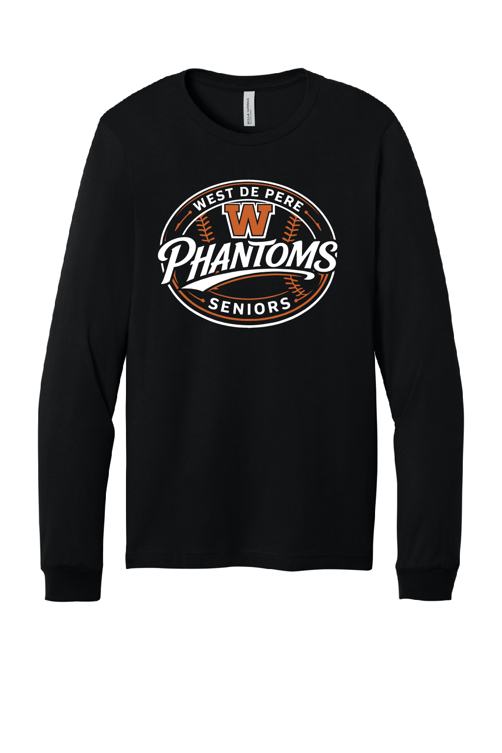 West DePere Senior Baseball Bella Canvas Black Tee Long Sleeve ~ Adult