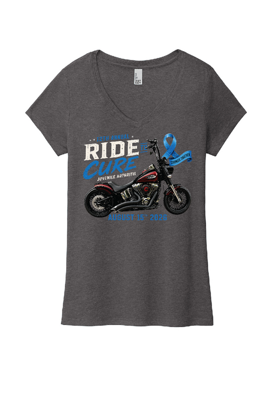 Ride to Cure District  Women’s Perfect Tri  V-Neck Charcoal Tee