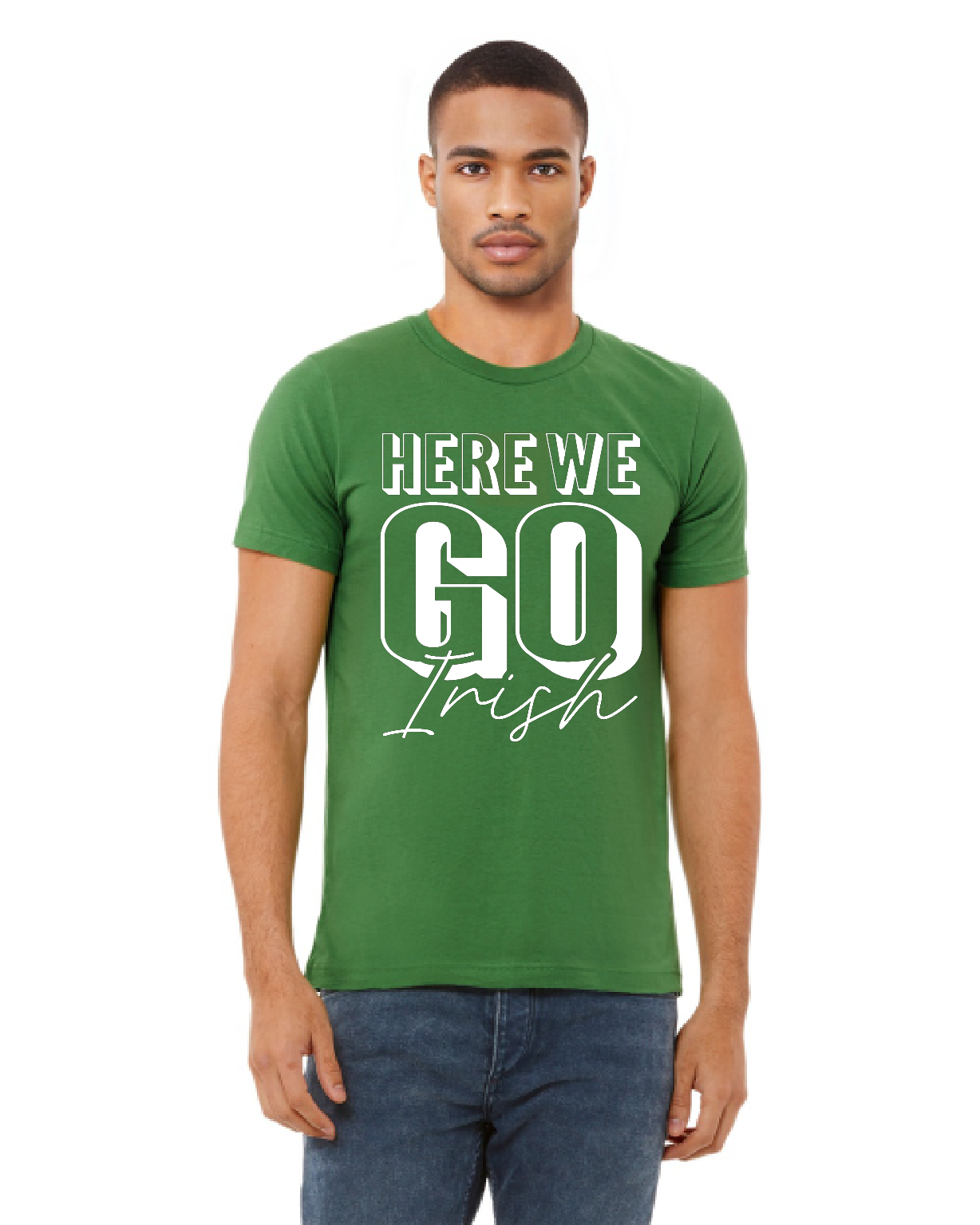 Freedom Irish Here we Go Irish Cheer Bella Canvas Leaf Green Jersey Tee, UNISEX