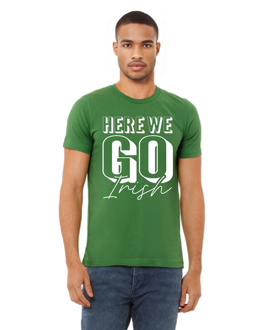 Freedom Irish Here we Go Irish Cheer Bella Canvas Leaf Green Jersey Tee, UNISEX