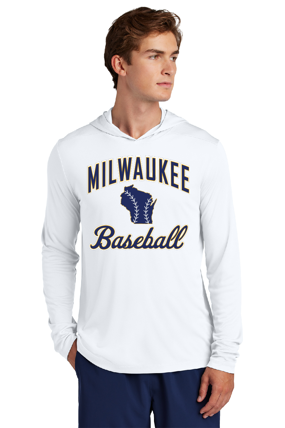 Milwaukee Baseball Sport-Tek® Posi-UV® Pro Long Sleeve Black Hoodie~ Men's/Youth