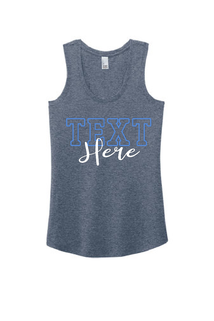 Custom Two Word District Ladies Racer Tank~ 5 Color Choices