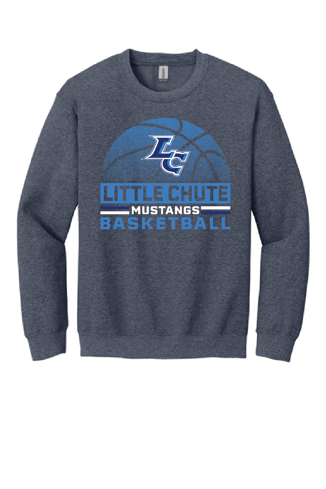 Little Chute Basketball Gildan Heather Navy Crew ~ Adult and Youth