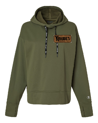 Krabbe's Leather Left Chest Champion Hoodie ~ Ladies