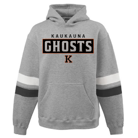 Kaukauna Ghosts Black and White Stripe Pennant Hoodie ~ Unisex
