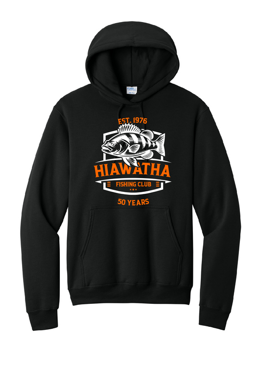 Hiawatha Orange Perch 50 Years Port & Company Hoodie~ Youth and Adult Sizes