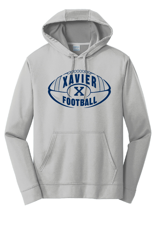 Xavier Hawks Football Silver Port & Company Performance Hoodie~ Youth and Adult